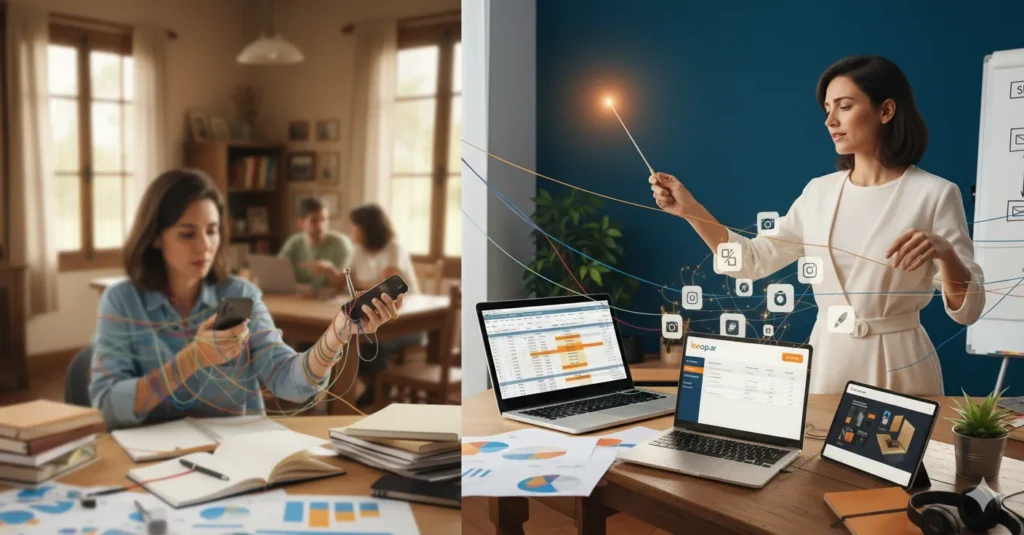 Líder de negocio tomando el control de sus proyectos creativos