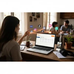 Líder de negocio gestionando su ecosistema digital de forma centralizada a través de la plataforma Looop.ar.